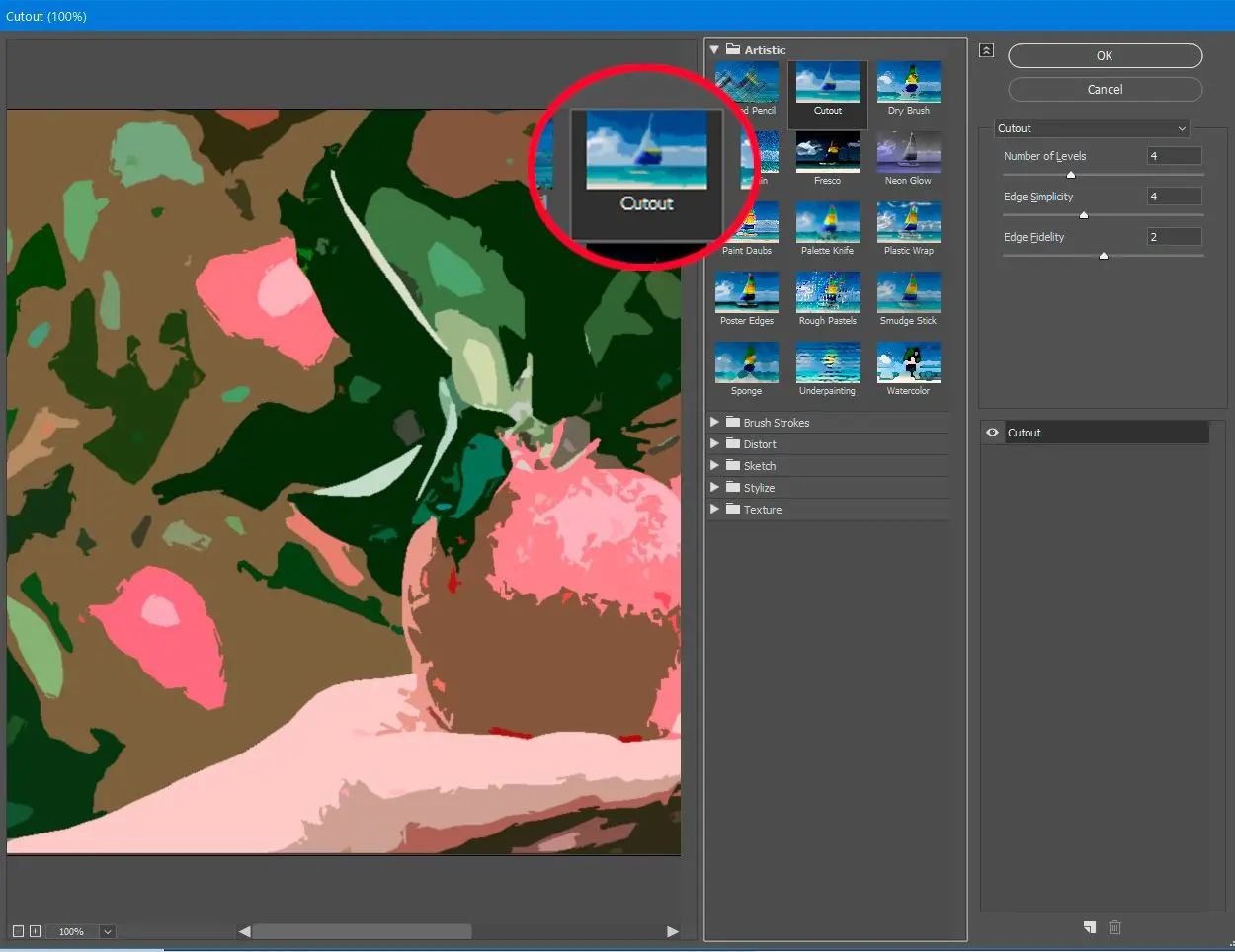 Photoshop selecteer Uitsnede filter..