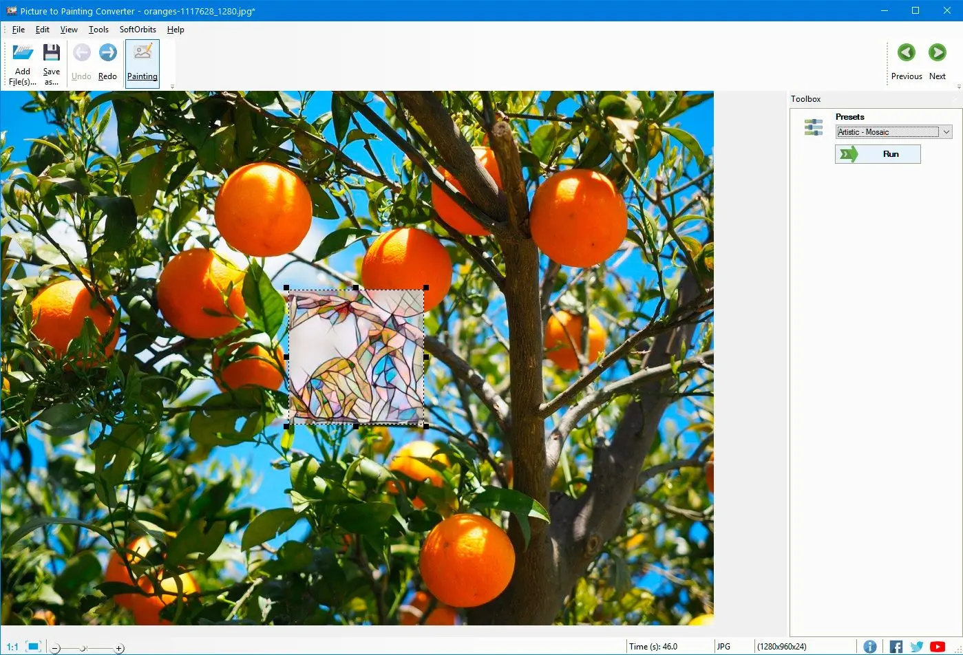 Voeg een afbeelding toe aan het programma Picture to Painting Converter..